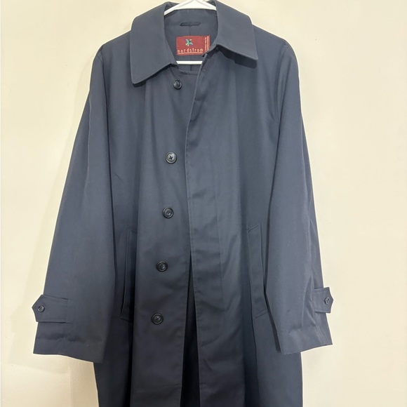 Nordstrom Poly Cotton Blend Top Coat Dress Jacket Dark Navy Blue Mens Size 40R - Picture 2 of 12